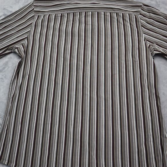 Perry Ellis Shirt Mens L Black Long Sleeve Striped Collared Casual Button Up - Picture 16 of 16